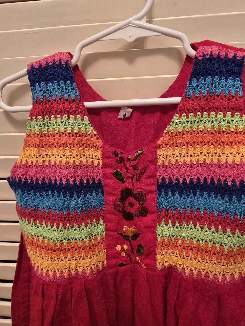Girls Red Rainbow Ribbon Dress
